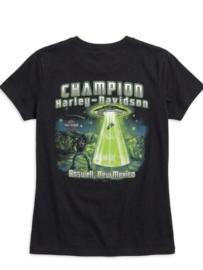 Harley-Davidson BLACK T'Shirt Roswell New Mexico Sz S Alien